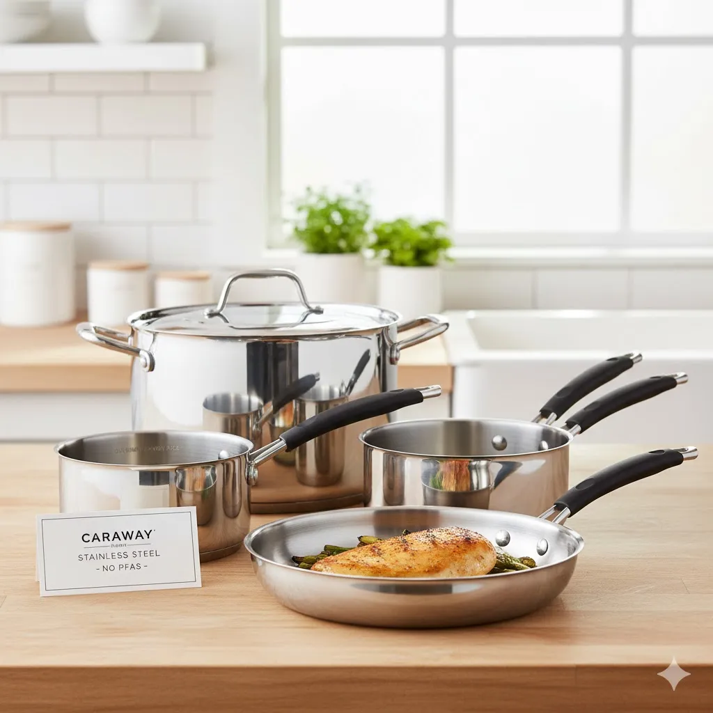 Carraway Brand Stainless Steel Cookware, NO PFAS