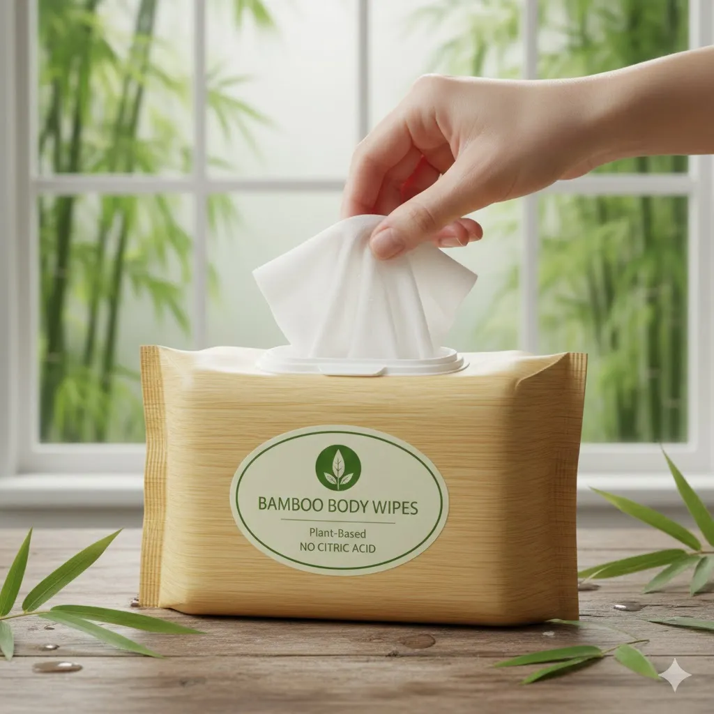BAMBOO BODY WIPES Bamboo Packaging PLANT-BASED, NO CITRIC ACID