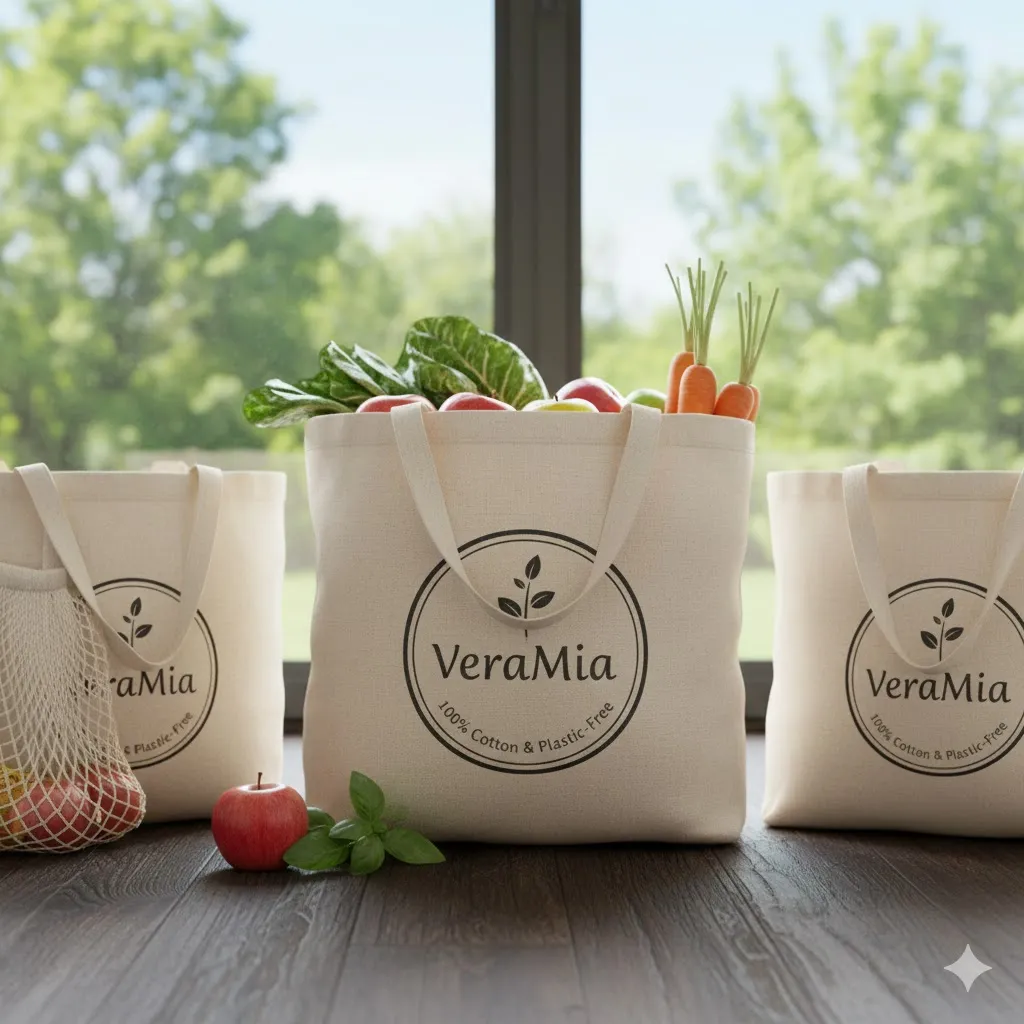 VeraMia Canvas Grocery Bags – 100% Cotton & Plastic-Free