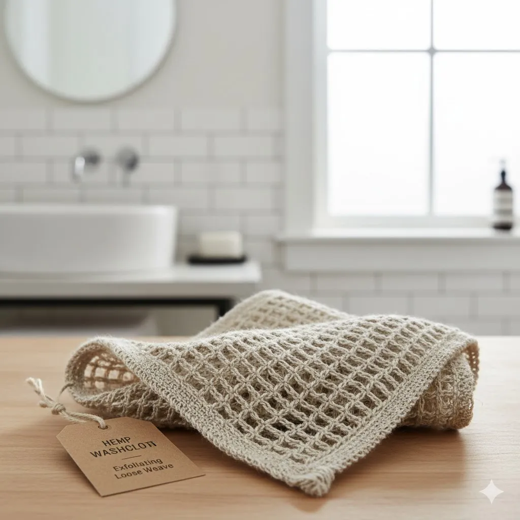 Hemp Washcloth - Loose Weave Design for Open Knit Exfoliating Wash Cloth